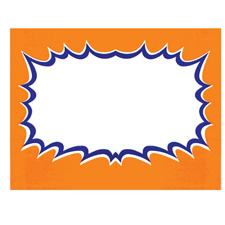 Blank sign card fluorescent orange/blue