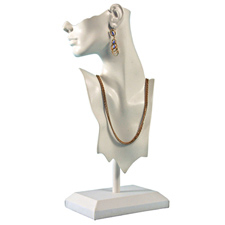 White abstract necklace and earring display