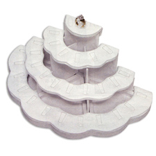 White faux leather tiered ring display