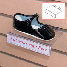3" X 5" Acrylic shoe shelf with 1" sign slot