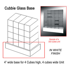4 Cubby glass unit base white finish