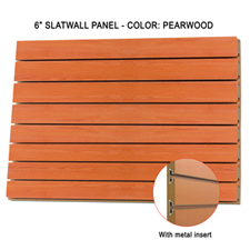 6" Pearwood melamine slatwall panel with metal insert